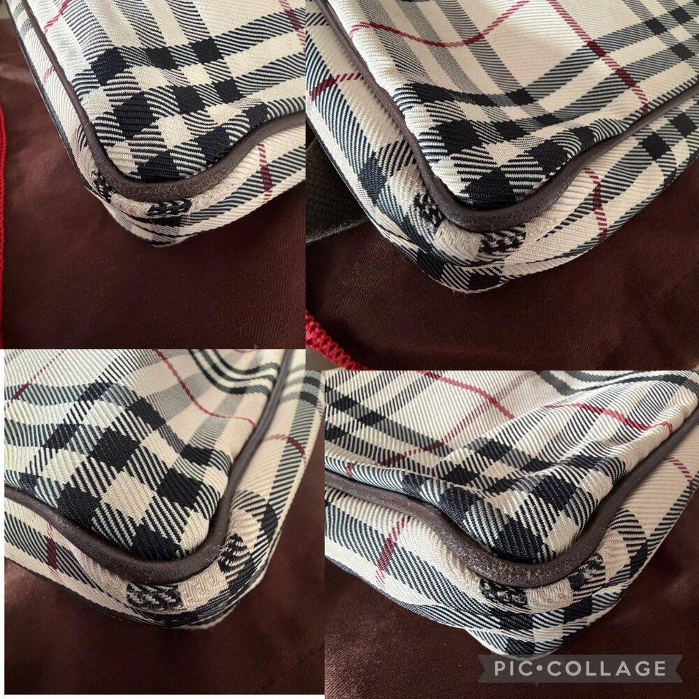 Burberry House Check Crossbody Bag Plaid Canvas Leather Purse Bag - Picture 5 of 14